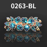 Vintage Flower Peacock Inlaid Rhinestone Metal Hair Clip Crystal Top Clip