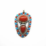 Vintage Flower Pendant Natural Stone Beads Big Pendants Nepalese Jewelry TBP353