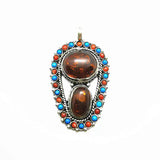 Vintage Flower Pendant Natural Stone Beads Big Pendants Nepalese Jewelry TBP353