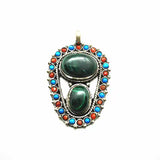 Vintage Flower Pendant Natural Stone Beads Big Pendants Nepalese Jewelry TBP353