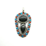 Vintage Flower Pendant Natural Stone Beads Big Pendants Nepalese Jewelry TBP353