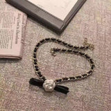 Vintage French Sweet Bow Flower Clavicle Chain Necklace