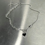 Vintage French Clip Zircon Love Pendant Necklace
