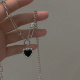 Vintage French Clip Zircon Love Pendant Necklace
