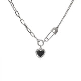 Vintage French Clip Zircon Love Pendant Necklace