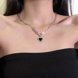 Vintage French Clip Zircon Love Pendant Necklace