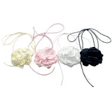 Vintage French Pink Big Flowers Chocker Necklace
