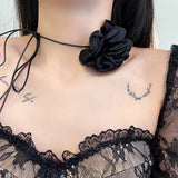 Vintage French Pink Big Flowers Chocker Necklace