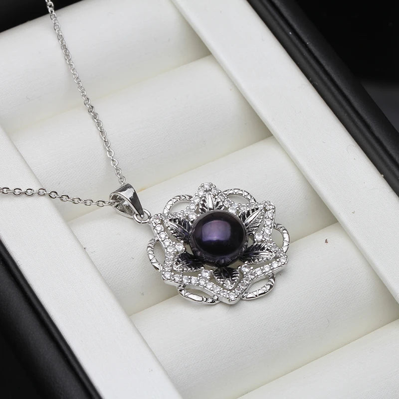 Vintage Freshwater Pearl Pendant, 925 Sterling Silver Necklace Chain
