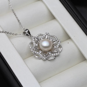 Vintage Freshwater Pearl Pendant, 925 Sterling Silver Necklace Chain