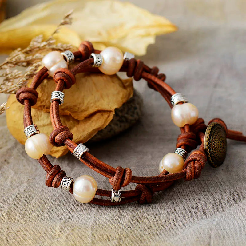 Vintage Freshwater Pearl Antique Beads Bracelet Friendship Wrap Bracelet