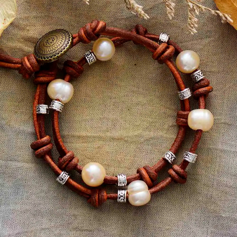 Vintage Freshwater Pearl Antique Beads Bracelet Friendship Wrap Bracelet