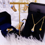 Vintage 18k Plated Full Diamond Natural Stone Necklace