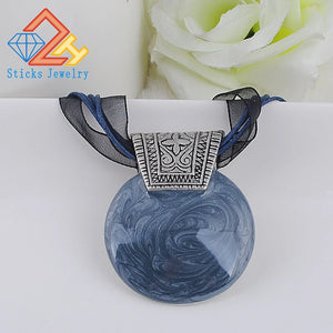 Vintage Geometri Necklace Enamel Pendant Jewelry