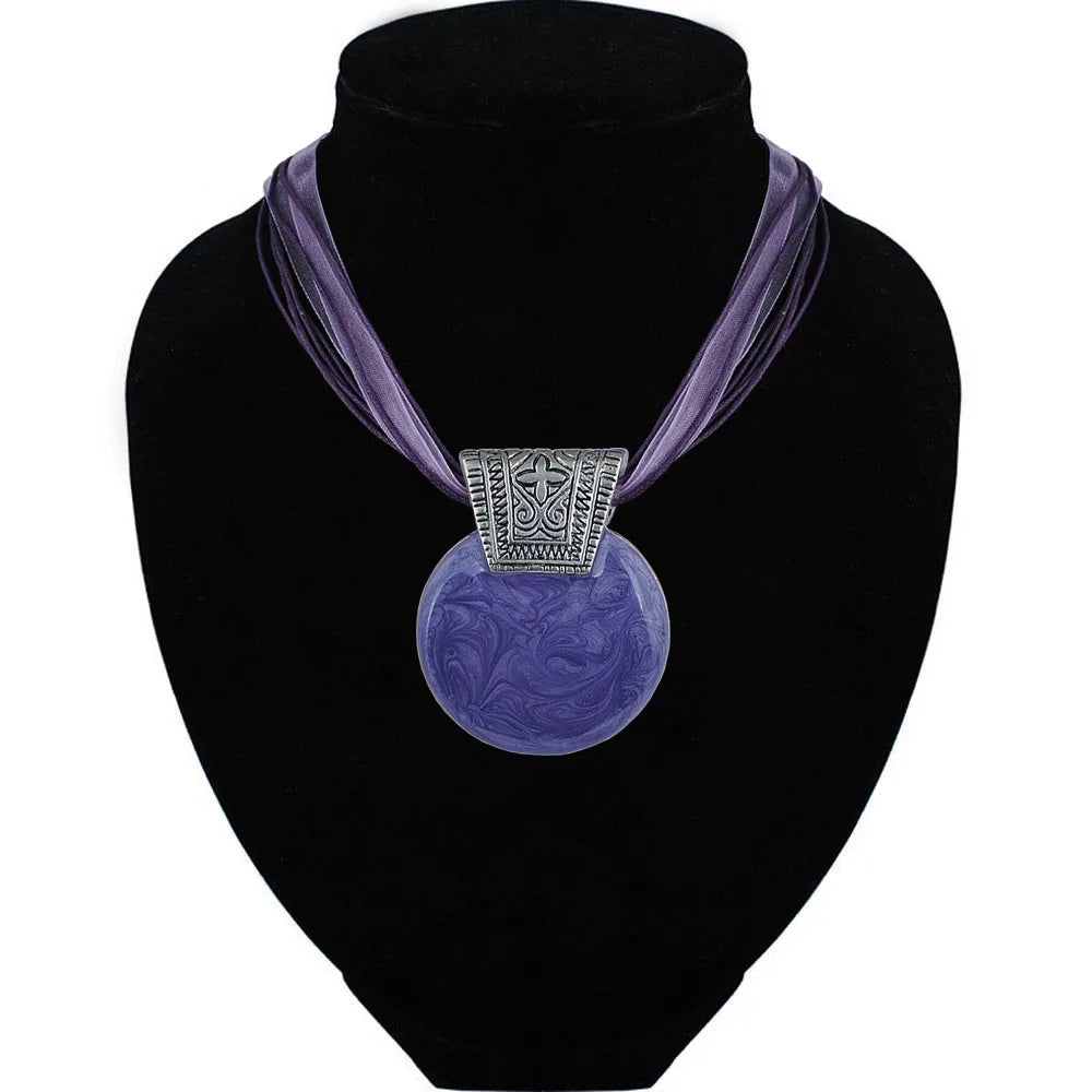 Vintage Geometri Necklace Enamel Pendant Jewelry