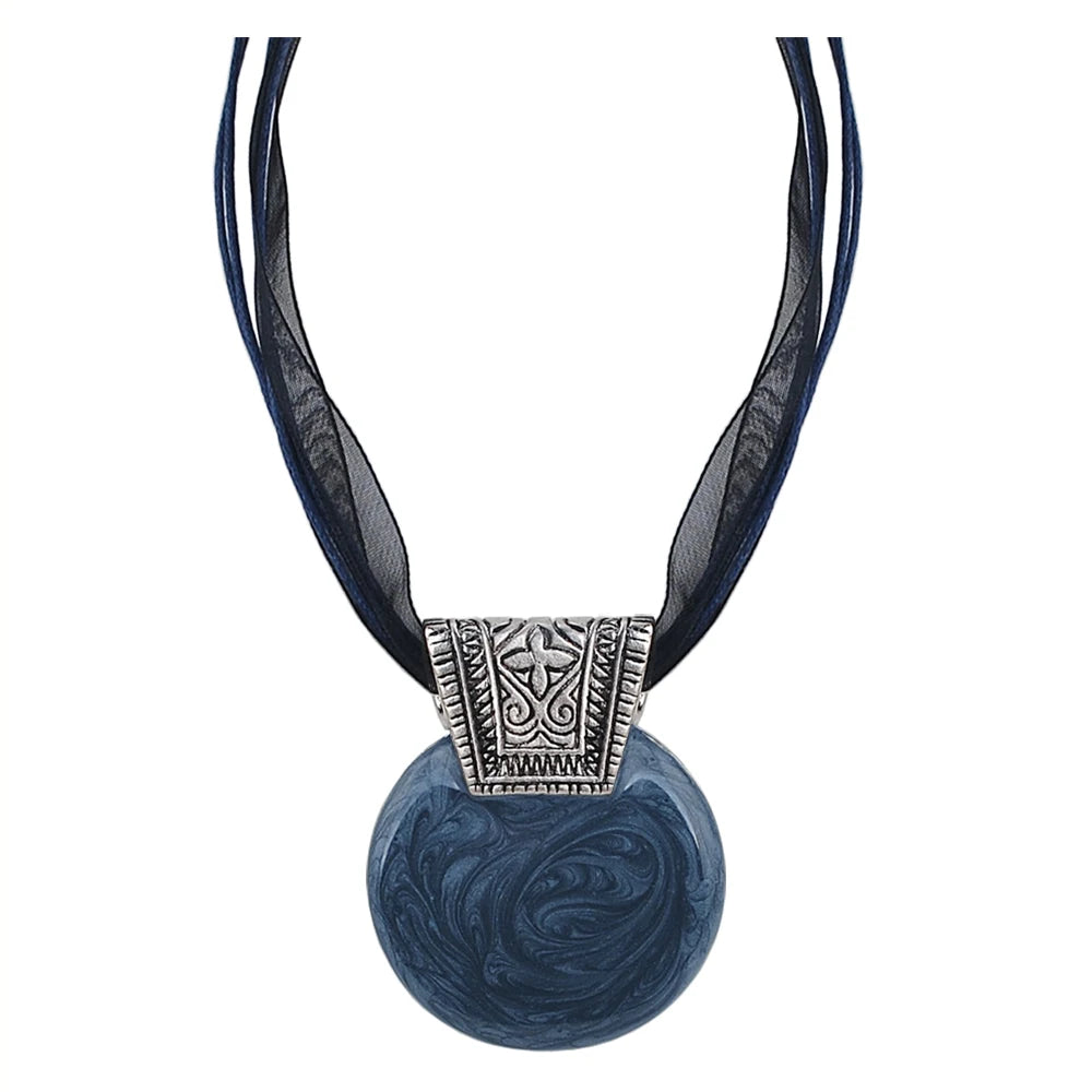 Vintage Geometri Necklace Enamel Pendant Jewelry