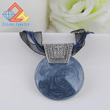 Vintage Geometri Necklace Enamel Pendant Jewelry