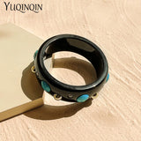 Vintage Geometric Bracelets for Women Resin Wide Bangles