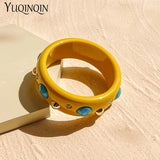 Vintage Geometric Bracelets for Women Resin Wide Bangles