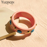 Vintage Geometric Bracelets for Women Resin Wide Bangles