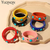Vintage Geometric Bracelets for Women Resin Wide Bangles