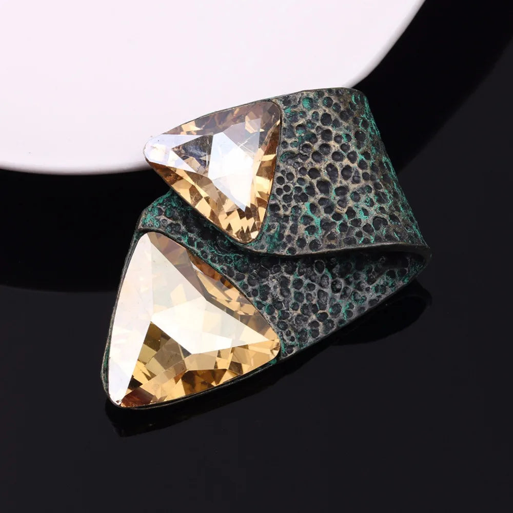 Vintage Geometric Glass Brooch Pins for Women