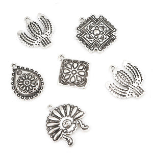 Vintage Cactus Charms Antique Silver Metal Pendants DIY Jewelry Findings