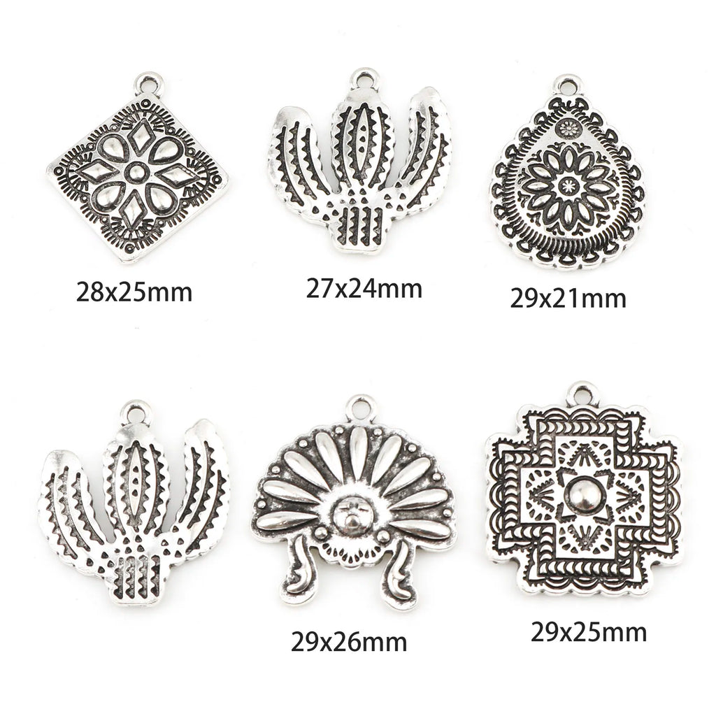 Vintage Cactus Charms Antique Silver Metal Pendants DIY Jewelry Findings