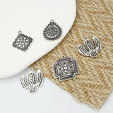 Vintage Cactus Charms Antique Silver Metal Pendants DIY Jewelry Findings