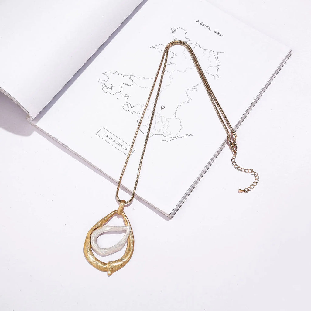 Vintage Geometric Collar Necklace Long Chains Pendants Costume Jewelry for Women
