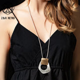 Vintage Geometric Silver Long Chains Collar Necklace Suspension Goth Jewelry