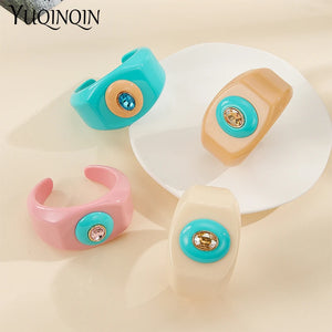 Vintage Irregular Open Bracelets Bangle for Women Resin Wide Charms Jewelry
