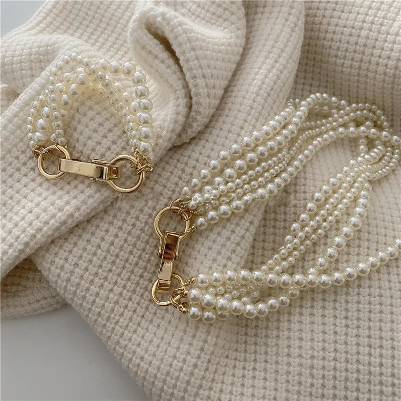 Geometric Metal Buckles Pearl Necklace Hyperbole Choker Necklaces
