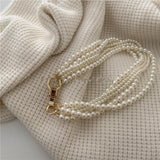 Geometric Metal Buckles Pearl Necklace Hyperbole Choker Necklaces