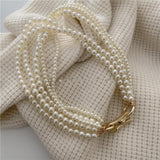 Geometric Metal Buckles Pearl Necklace Hyperbole Choker Necklaces