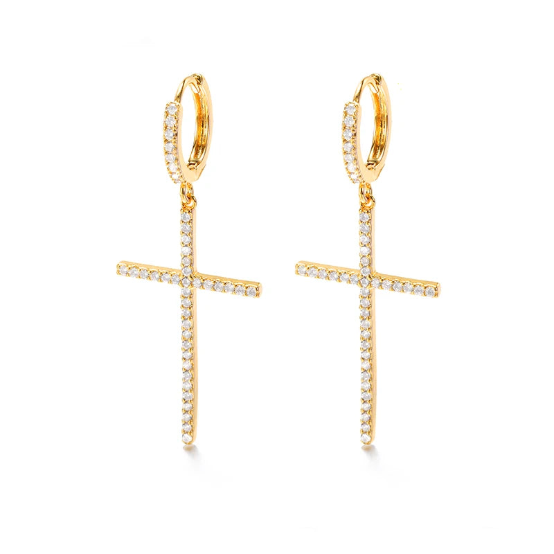 Geometric Metal Earrings Punk Cross Dangle Moon Earrings