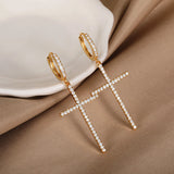 Geometric Metal Earrings Punk Cross Dangle Moon Earrings