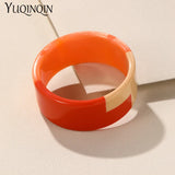 Colorful Geometric Resin Bracelet for Women Wide Bangles Retro Party Jewelry