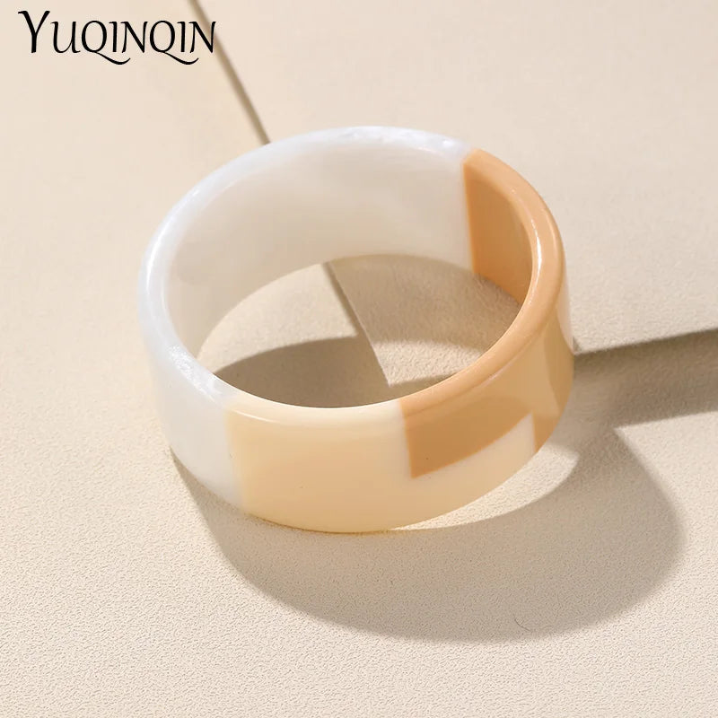 Colorful Geometric Resin Bracelet for Women Wide Bangles Retro Party Jewelry