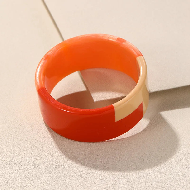 Colorful Geometric Resin Bracelet for Women Wide Bangles Retro Party Jewelry