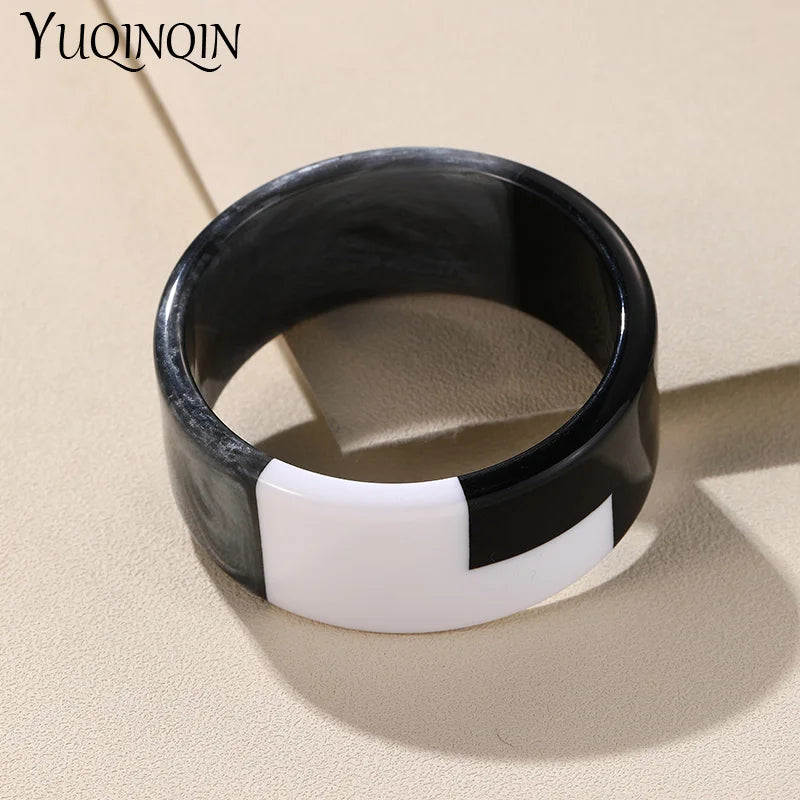 Colorful Geometric Resin Bracelet for Women Wide Bangles Retro Party Jewelry