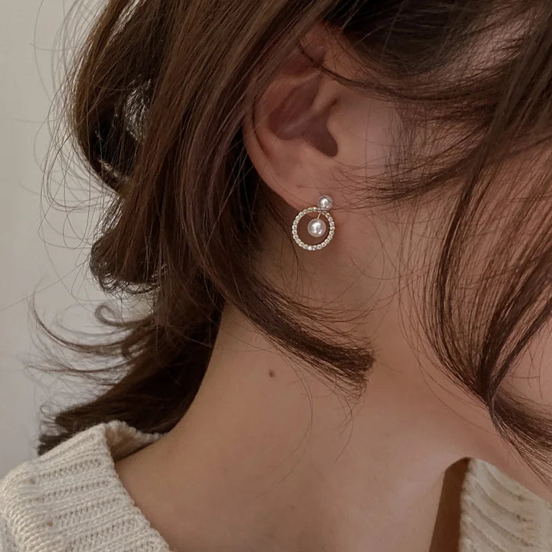 Vintage Geometric Zircon Earrings Round Stud Jewelry