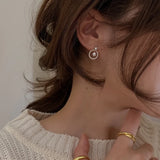 Vintage Geometric Zircon Earrings Round Stud Jewelry