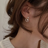 Vintage Geometric Zircon Earrings Round Stud Jewelry