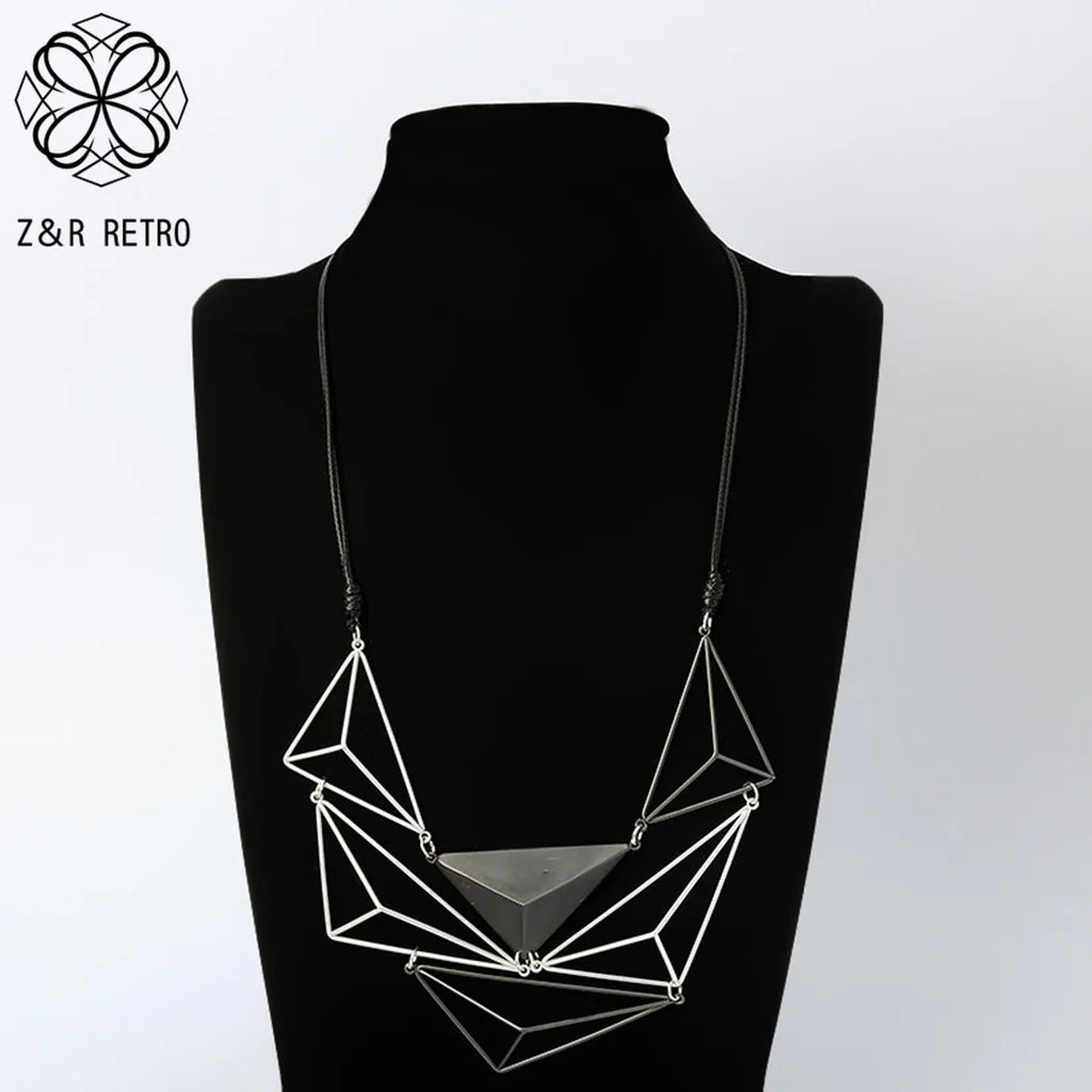 Vintage Geometric Statement Long Chains Collares Necklace for Women
