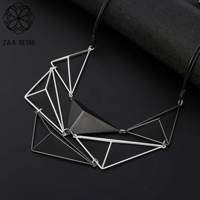 Vintage Geometric Statement Long Chains Collares Necklace for Women