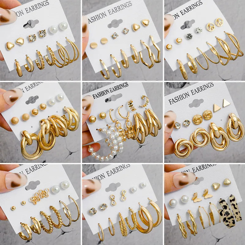 Vintage Geometric Women's Earrings Set