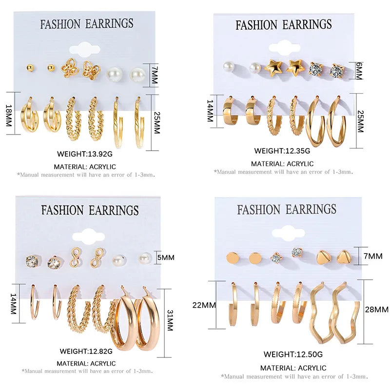 Vintage Geometric Women's Earrings Set