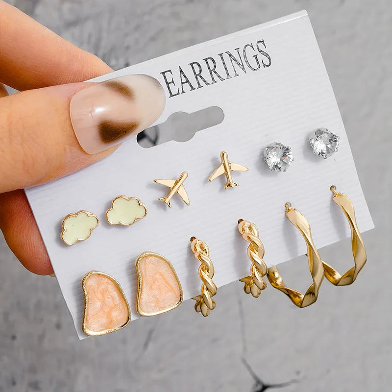 Vintage Geometric Women's Earrings Set