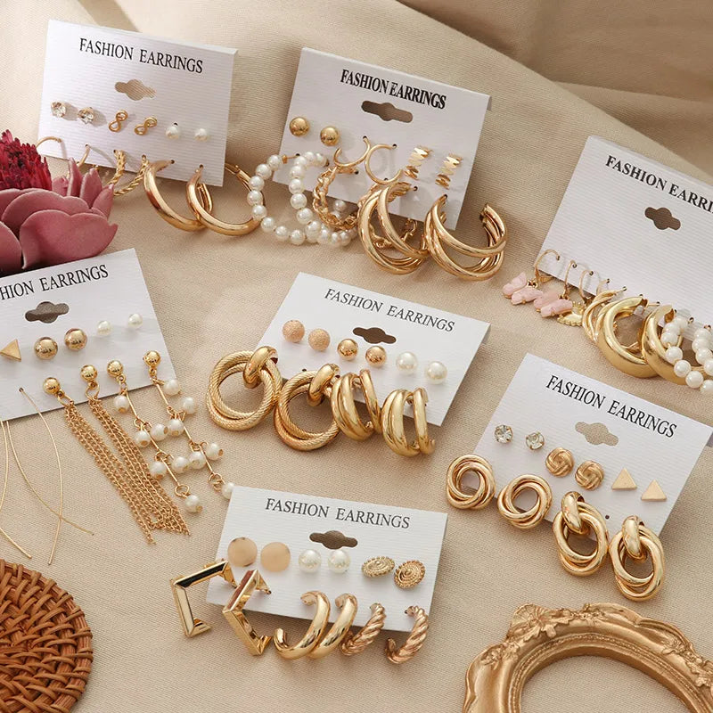 Vintage Geometric Women's Earrings Set